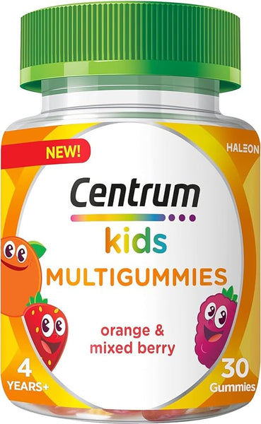 Centrum Multivitamins for Kids, including Vitamin C, D, and Orange & Mixed Berry Flavor, 30 Chewable Multigummies (Packaging may vary)