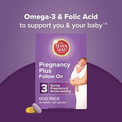 Seven Seas Pregnancy Plus 3 Follow On, with Folic Acid, Vitamin D, Omega-3 with DHA, 4 Weeks’ Supply, Blister Pack ‘Days of the Week’ Guide