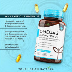 Omega 3 2000mg with 660mg EPA & 440mg DHA per Serving 240 Softgel Capsules of Sustainably Sourced Pure Omega 3 Fish Oil