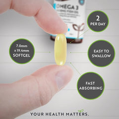 Omega 3 2000mg with 660mg EPA & 440mg DHA per Serving 240 Softgel Capsules of Sustainably Sourced Pure Omega 3 Fish Oil