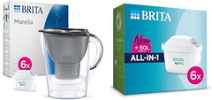 BRITA Marella Water Filter Jug Half Year Pack - Graphite (2.4L) incl. 6x MAXTRA PRO All-in-1 & MAXTRA PRO All In One Water Filter Cartridge 6 Pack