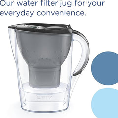 BRITA Marella Water Filter Jug Graphite (2.4L) Starter Pack incl. 3x MAXTRA PRO All-in-1 cartridge - fridge-fitting jug with digital LTI and Flip-Lid - now in sustainable Smart Box packaging