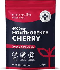 Nutravita Montmorency Cherry Capsules 6900mg - 240 Vitamin C- 8 Month Supply Cherries Extract Supplement for Men & Women - 100% Vegan & GMO Free