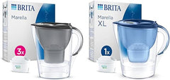 BRITA Marella Water Filter Jug Starter Pack - Graphite (2.4L) incl. 3x MAXTRA PRO All-in-1 cartridge & Marella XL Water Filter Jug Blue (3.5L) incl. 1x MAXTRA PRO All-in-1 cartridge Visit the BRITA Store