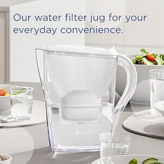 BRITA Marella Water Filter Jug White (2.4L) Annual Pack incl. 12x MAXTRA PRO All-in-1 cartridge - fridge-fitting jug with digital LTI and Flip-Lid - now in sustainable Smart Box packaging