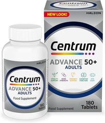 Centrum Advance 50+ Multivitamin Tablets for Men and Women, Vitamins with 24 Essential Nutrients with Vitamin C, D and Zinc, 180 ct (Packaging and Tablet colour may vary slightly)