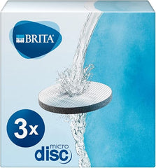 BRITA Glass Water Filter Jug Starter Pack-Light Blue (2.5 Litre) & MicroDisc replacement filter discs for Fill&Go and Filter Bottles, reduce chlorine, microparticles and other impurities - 3 pack