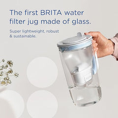 BRITA Glass Water Filter Jug Light Blue Starter Pack incl.3x MAXTRA PRO All-in-1 cartridge-Premium Glass Design jug & MAXTRA PRO All-in-1 Water Filter Cartridge 6 Pack