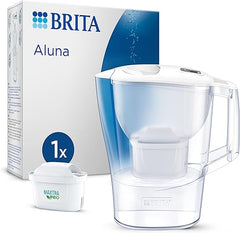 BRITA MAXTRA PRO All-in-1 Water Filter Cartridge 4 Pack (New) - Original BRITA Refill reducing & Aluna Water Filter Jug White (2.4L) incl. 1x MAXTRA PRO All-in-1 Cartridge - Fridge-Fitting