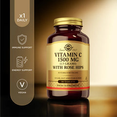 Solgar-Vitamin C 1500 mg (1.5 grams) with Rose Hips Tablets - Pack of 90
