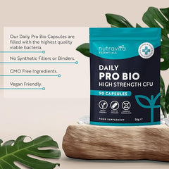 Nutravita Probiotics for Gut Health - 90 Vegan Capsules Supplements for Men & Women - Bio Cultures Complex with Lactobacillus Acidophilus