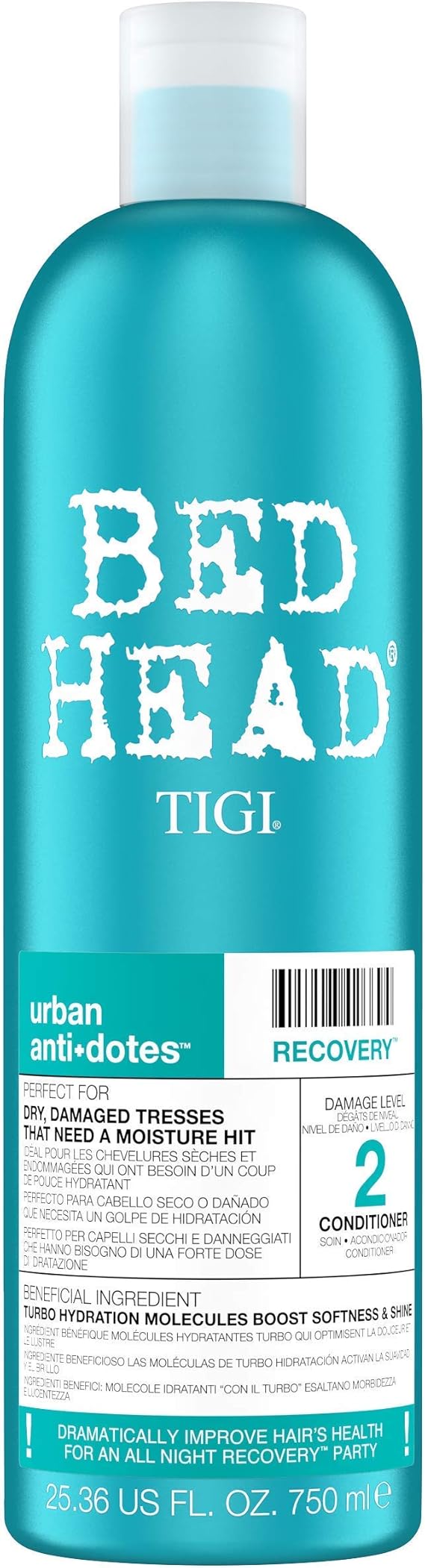 Bed Head by TIGI - Urban Antidotes Recovery Moisturising Conditioner - Ideal for Dry Damaged Hair - 750 ml