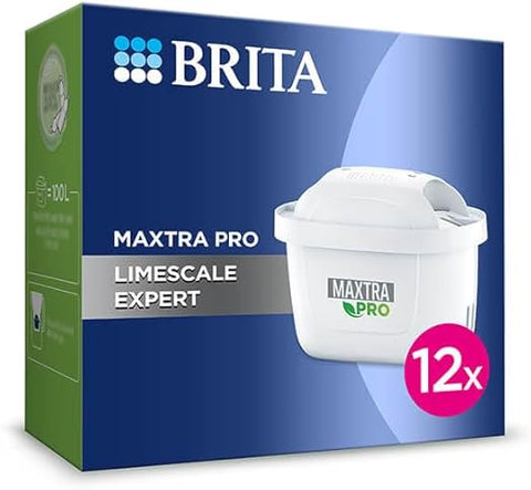 BRITA MAXTRA PRO Limescale Expert Water Filter Cartridge 12 Pack - Original BRITA Refill for Ultimate Appliance Protection, reducing impurities, Chlorine and Metals