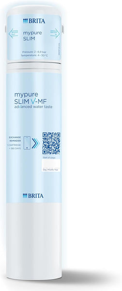 BRITA mypure Slim V-MF Water Filter System inc. 1x Filter Cartridge (8000L) - Under The Sink tap Filter for 99,999% Bacteria-Free Water with advancecd Taste incl. Digital Filter Exchange Reminder