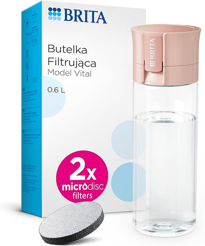 BRITA Water Filter Bottle Apricot (600ml) - portable water filtration bottle for hydration on-the-go, filters chlorine, organic impurities, hormones & pesticides and preserves key minerals