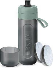 BRITA Sports Water Filter Bottle Model Active Dark Green (600ml) - squeezable BPA-free on-the-go bottle, filters chlorine, organic impurities, hormones & pesticides and preserves key minerals