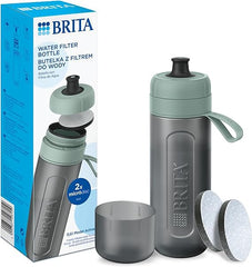 BRITA Sports Water Filter Bottle Model Active Dark Green (600ml) - squeezable BPA-free on-the-go bottle, filters chlorine, organic impurities, hormones & pesticides and preserves key minerals