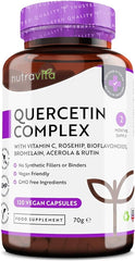 Nutravita Quercetin 500mg with Bromelain & Vitamin C - 120 Vegan Capsules – for Immune Support - Blended with Rosehip, Bioflavonoids, Acerola and Rutin