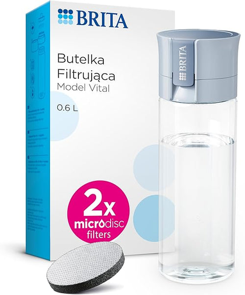 BRITA Water Filter Bottle Light Blue (600ml) - portable water filtration bottle for hydration on-the-go, filters chlorine, organic impurities, hormones & pesticides and preserves key minerals