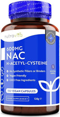 Nutravita NAC N-Acetyl-Cysteine 600mg – 150 Vegan Capsules – 5 Months Supply of NAC Supplement – High Bioavailability and No Fillers or Binders - N Acetyl Cysteine Amino Acid