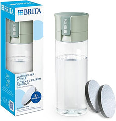 BRITA Water Filter Bottle Light Green (600ml) - portable water filtration bottle for hydration on-the-go, filters chlorine, organic impurities, hormones & pesticides and preserves key minerals