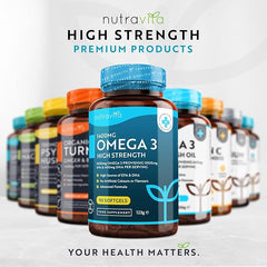 Nutravita Highest Strength Omega 3 Fish Oil 2000mg - Providing 1000mg EPA & 400mg DHA per Serving - Sustainably Sourced & Contaminant Free