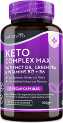 Nutravita Keto Complete Diet Pills – 2 Month Supply – Max Strength 1788mg Complex for Men & Women - MCT Oil, Green Tea, Vitamins & Minerals – Contribute to Fatty Acid & Carb Metabolism