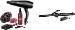 TRESemméTRESemme Keratin Smooth 2200W Volume Shine Hair Dryer Gift Set, Diffuser Dryer, paddle brush, hair rollers, ionic conditioning & Defined Curls Curling Tong, Black, 16 millimetersTRESemmé