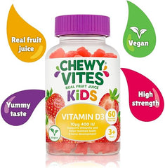 Chewy Vites Kids, High Strength Vit D3 60 Gummy Vitamins 10 micrograms, 400 IU