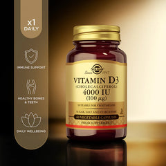 Solgar-Vitamin D3 (Cholecalciferol) 4000 IU (100 mcg) Vegetable Capsules