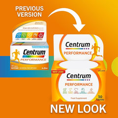 Centrum Performance Multivitamin Tablets for Men and Women, Vitamins with 21 Essential Nutrients, including Vitamin C, D, and Iron, 60 ct (Packaging and Tablet colour may vary slightly)