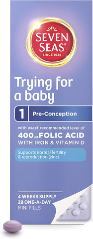 Seven Seas 400 mg Folic Acid Prenatal Vitamins For Women With Iron & Vitamin D, Trying For a Baby, 28 Tablets With Zinc To Support Normal Fertility & Reproduction, With Vitamin B12 & B6