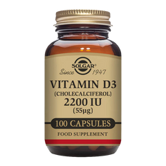 Solgar-Vitamin D3 (Cholecalciferol) 2200 IU (55 mcg) Vegetable Capsules