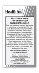 HealthAid Zinc Citrate 100mg Tablets